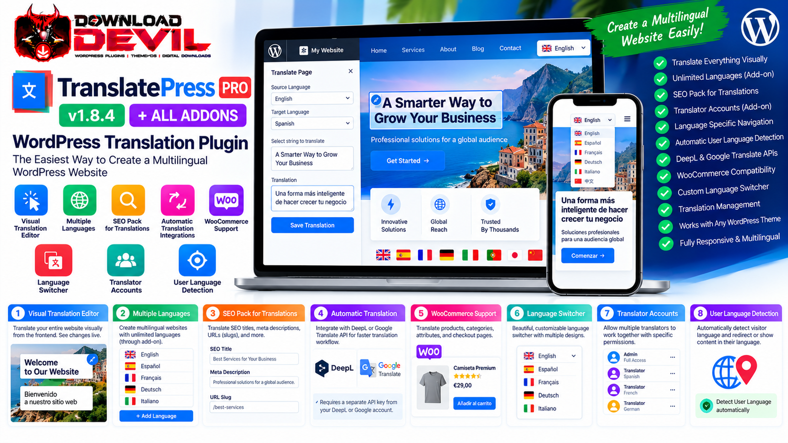 TranslatePress Pro v1.8.4 – WordPress Translation Plugin + All Addons