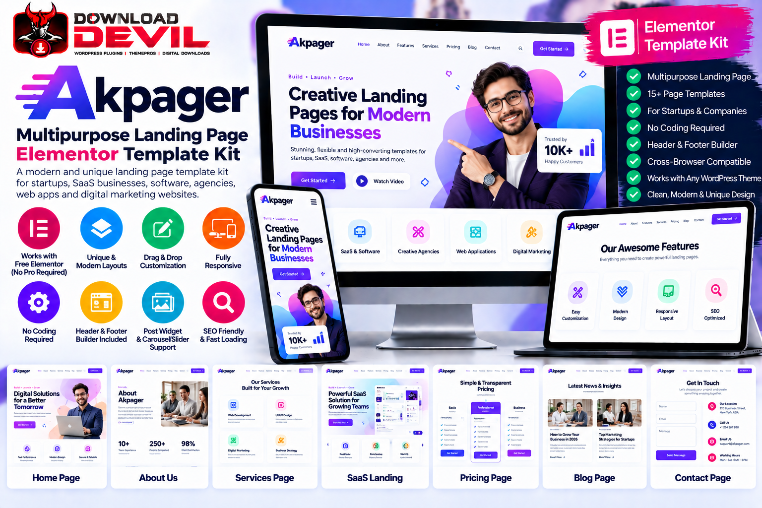 Akpager Multipurpose Landing Page Template Kit