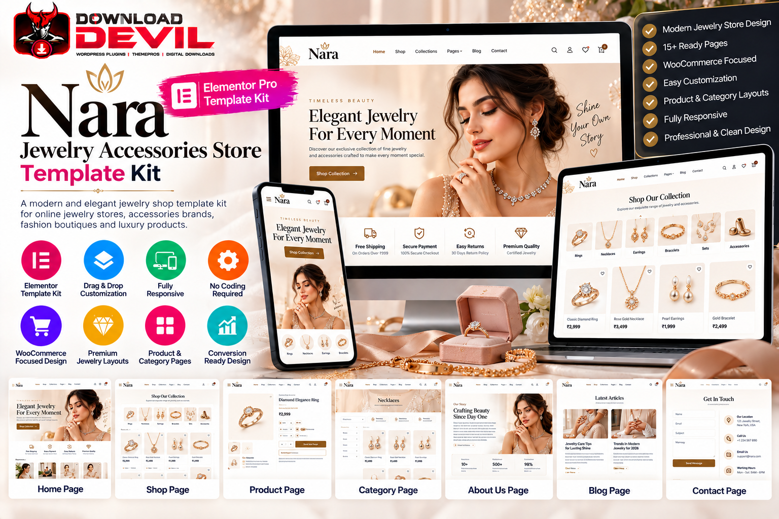Nara Jewelry Accessories Store Template Kit