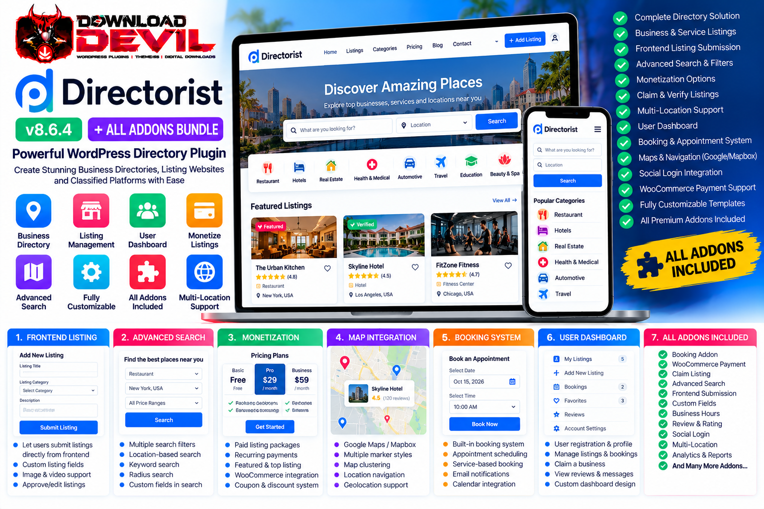 Directorist v8.6.4 WordPress Directory Plugin All Addons