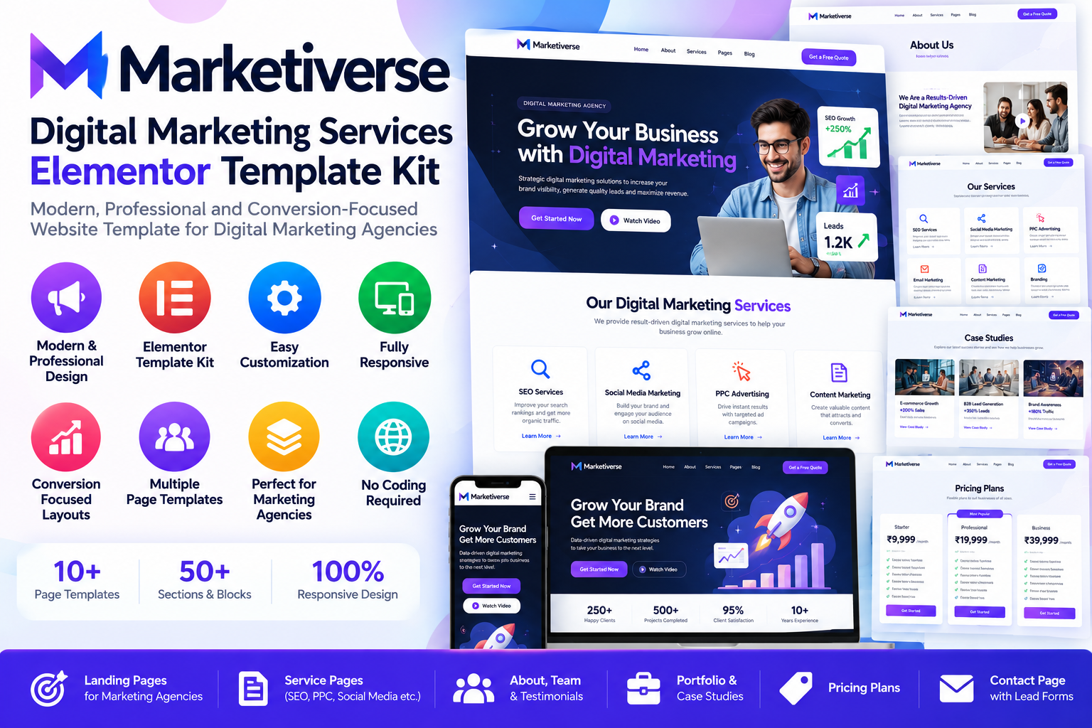 Marketiverse – Digital Marketing Elementor Template Kit