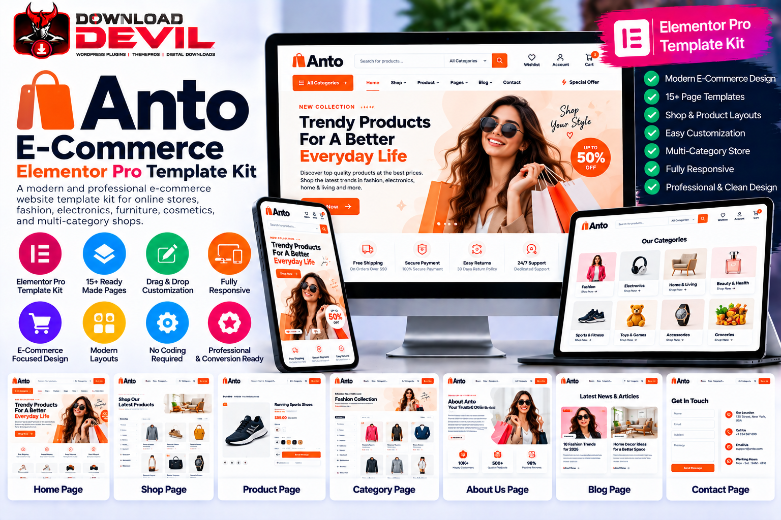 Anto ECommerce Elementor Pro Template Kit