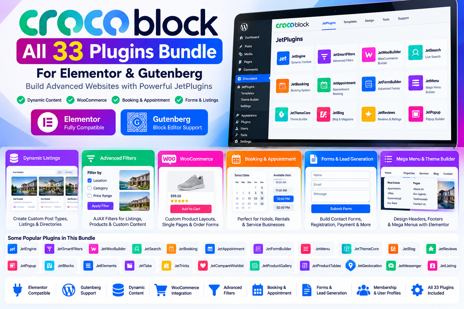 All 33 CrocoBlock Plugins Bundle For Elementor & Gutenberg