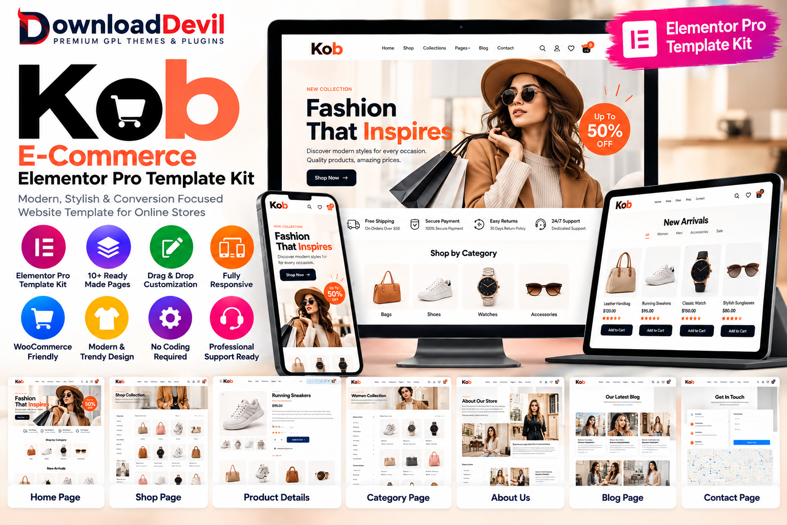 Kob – E-Commerce Elementor Pro Template Kit
