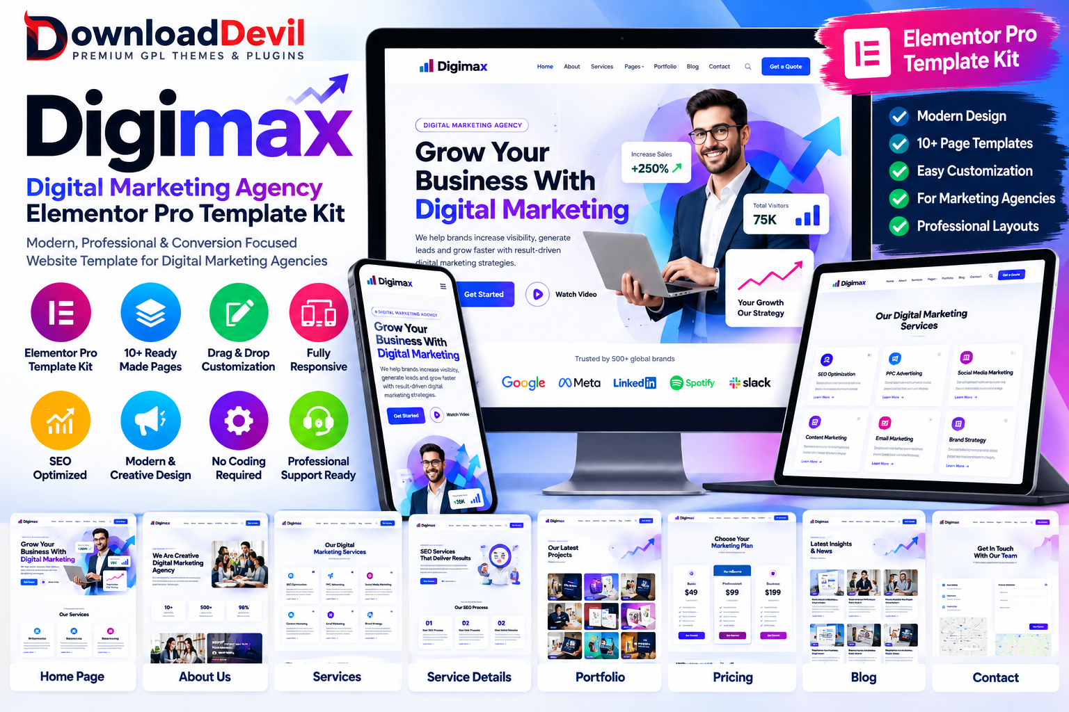 Digimax – Digital Marketing Agency Elementor Pro Template Kit