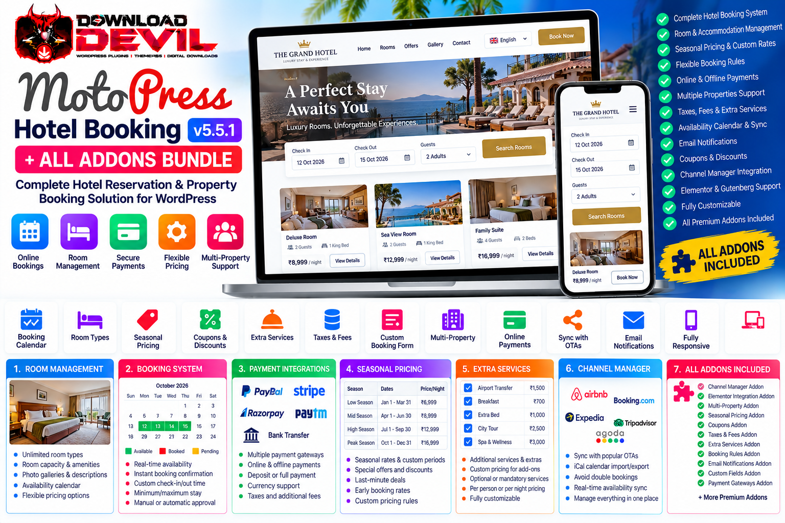 MotoPress Hotel Booking v5.5.1 + All Addons Bundle