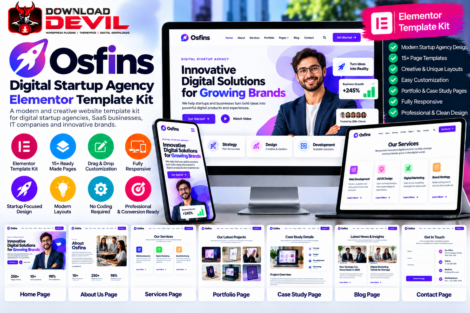 Osfins Digital Startup Agency Elementor Template Kit
