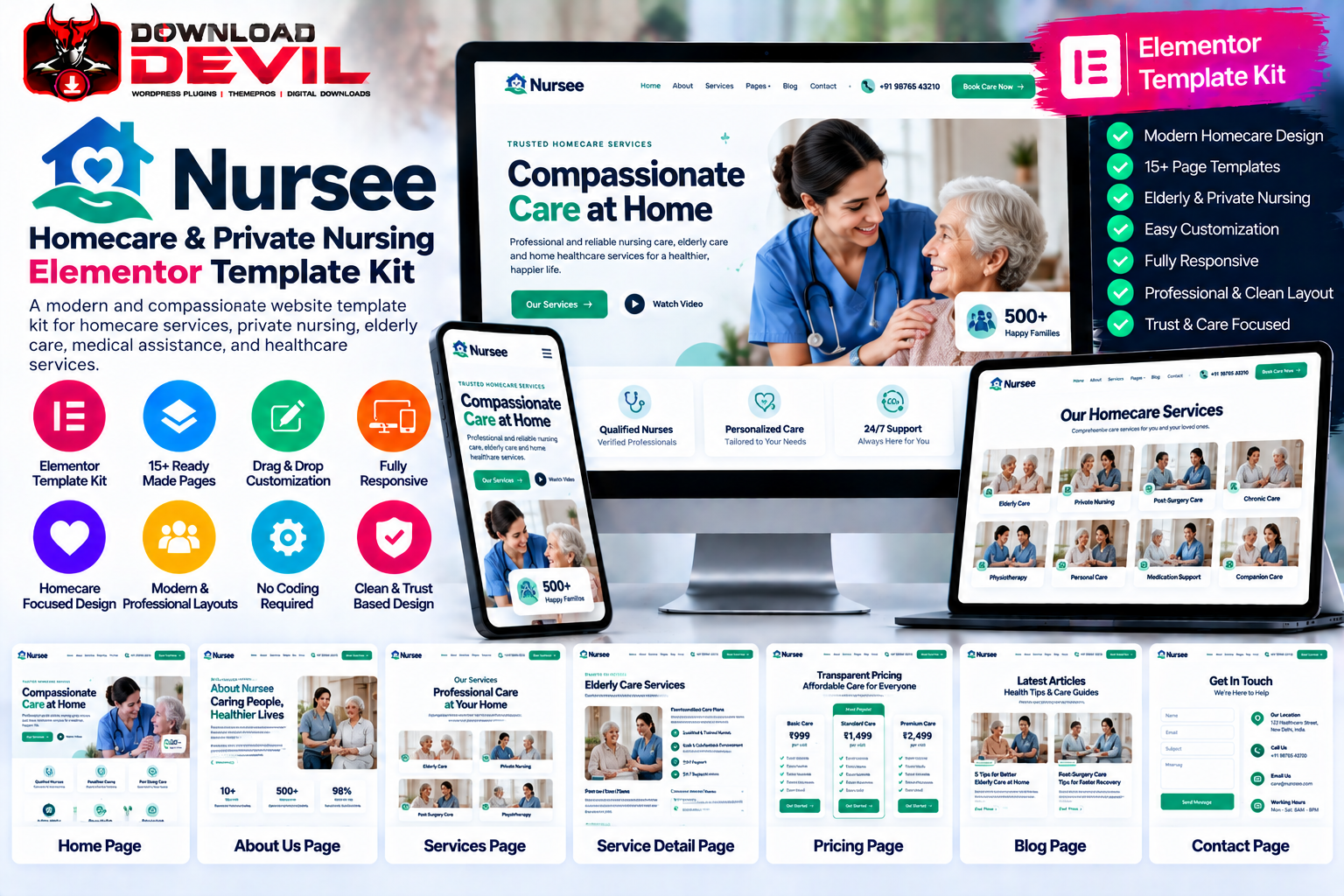 Nursee Homecare & Private Nursing Elementor Template Kit