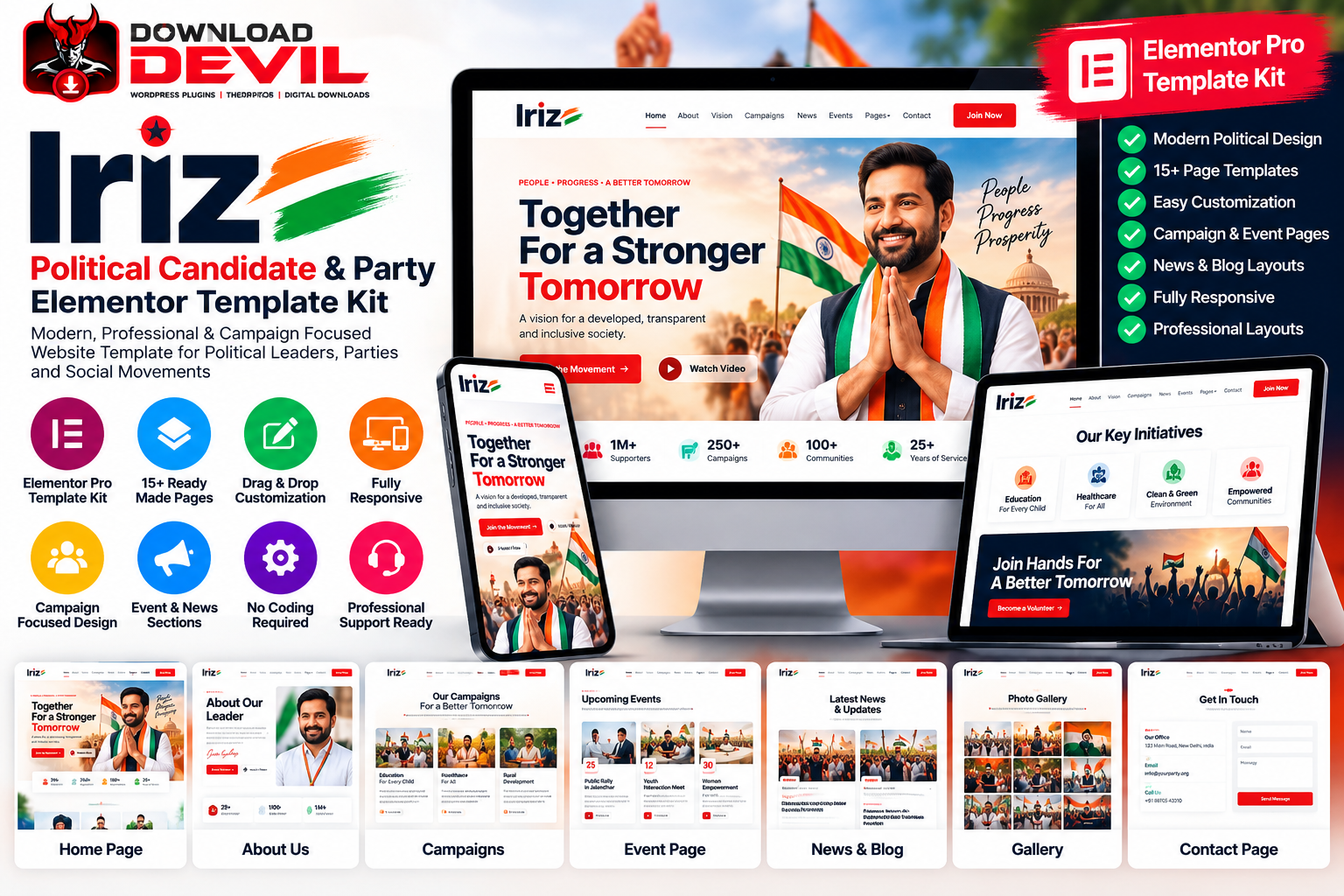 Political Candidate & Party Elementor Template Kit