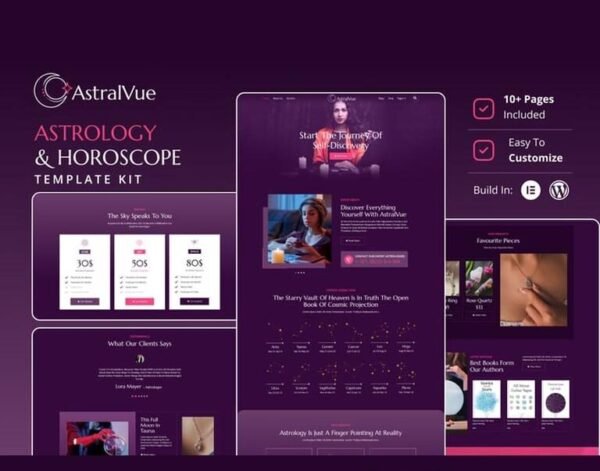 AstralVue – Astrology & Horoscope Elementor Template Kit