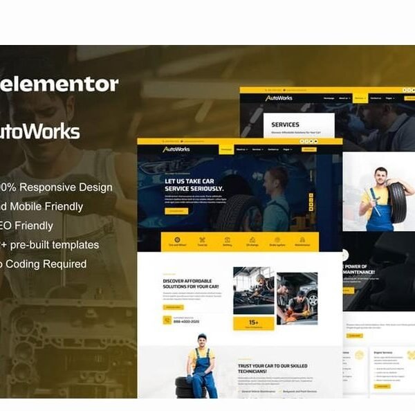 AutoWorks – Car Repair & Auto Services Elementor Template Kit