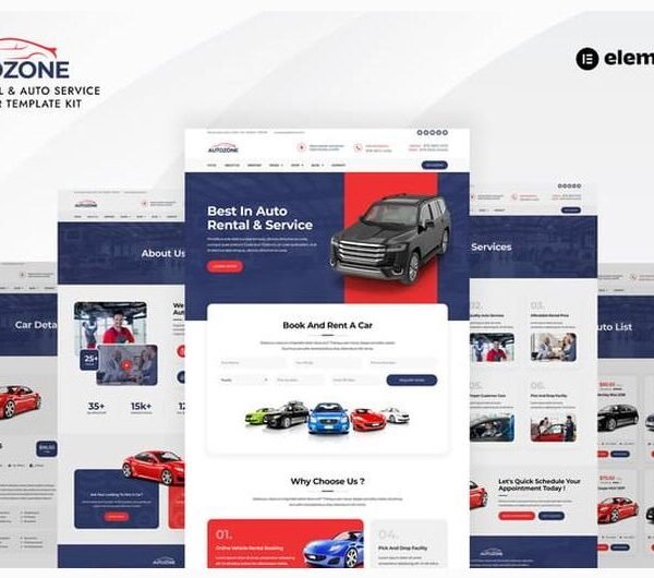Autozone – Car Rental & Auto Service Elementor Template Kit