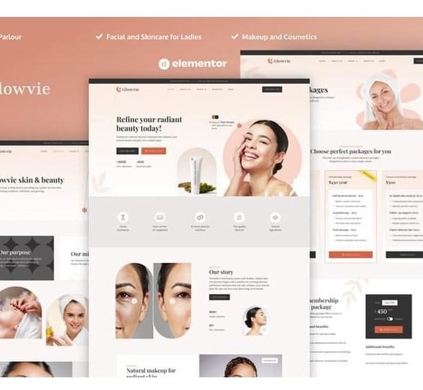 Glowvie – Beauty & Skincare Elementor Pro Template Kit