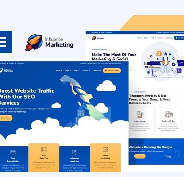 Influence Marketing – SEO & Digital Agency Elementor Pro Template Kit