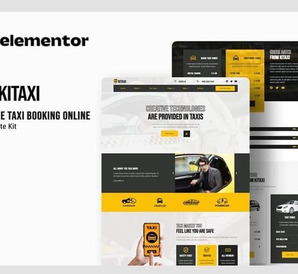 Kitaxi – Online Taxi Booking Elementor Template Kit for WordPress
