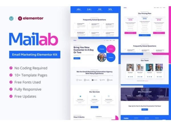 Mailab – Email Marketing Elementor Pro Template Kit