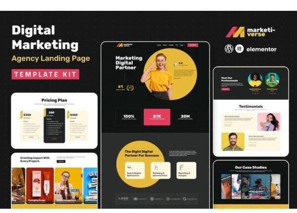 Marketiverse – Digital Marketing Services Landing Page Elementor Template Kit