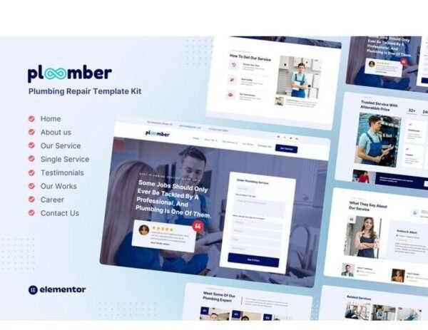 Ploomber – Plumbing Repair Elementor Template Kit